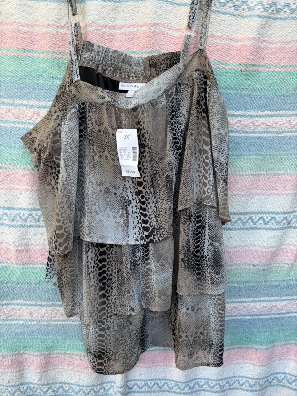Fashion Bug Neutral Snake-Print Layered Tank